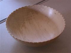 Thin spalted sycamore serrated edge bowl by David Ward